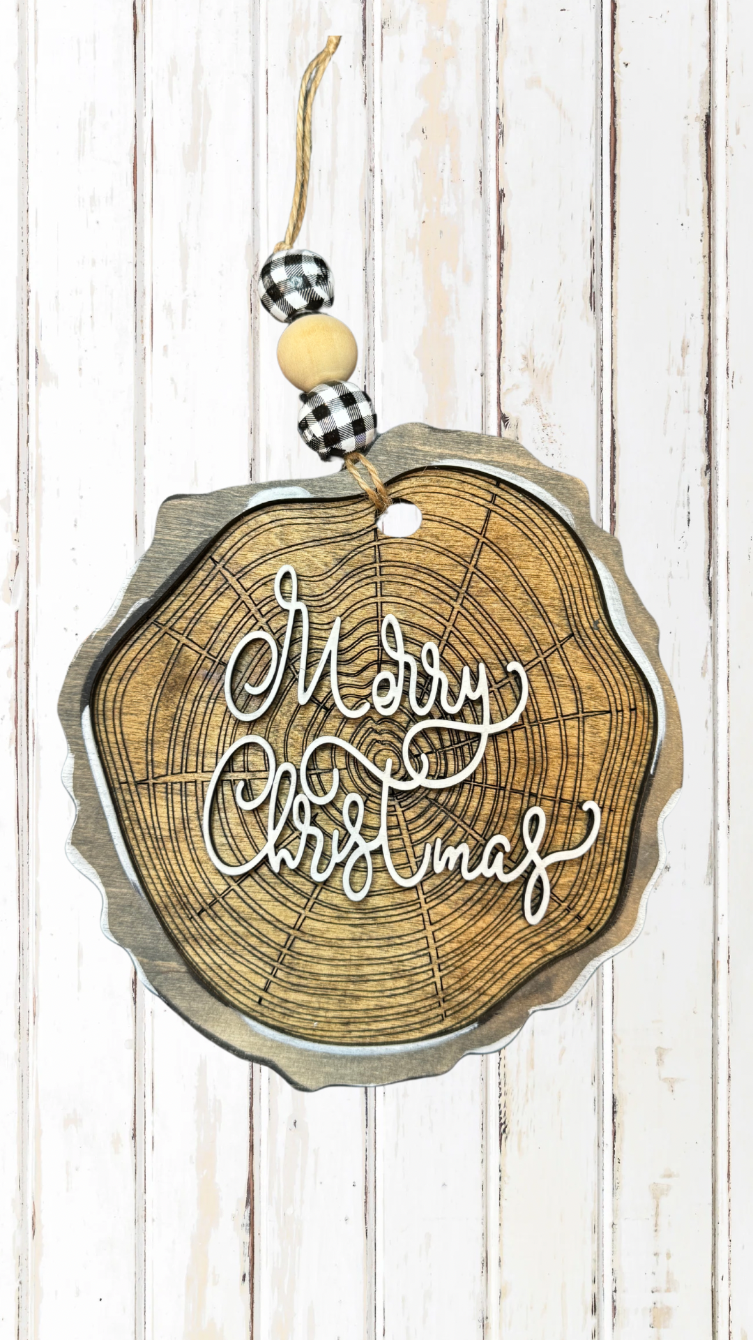 Merry Christmas Tree Trunk Ornament